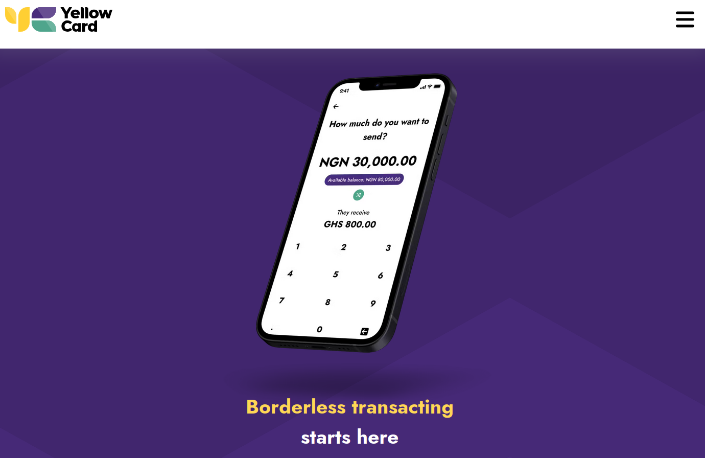 Yellow Card Web page